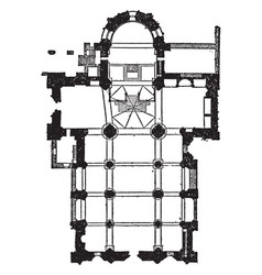 Plan Of San Michele Pavia Vintage Engraving