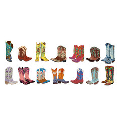 Set Of Western Cowboy Boots Isolated