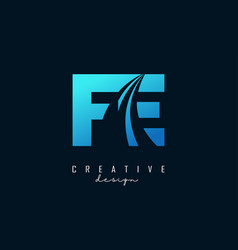 Creative Blue Letters Fe F E Logo With Leading