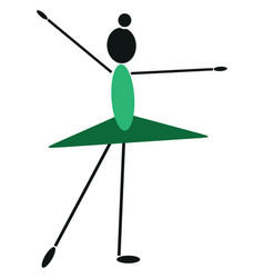 Ballerina In Green On A White Background