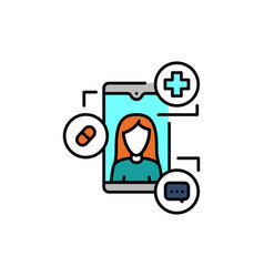 Ehealth Color Line Icon Pictograph For Web Page