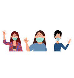 Fashionable Women In Medical Masks Say Hello