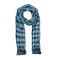 Single Cartoon Checkered Blue Woolen Scarf