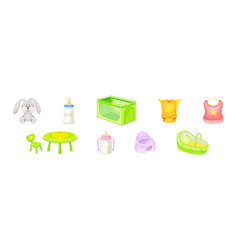 Baby Nursery And Infant Objects With Milk Bottle