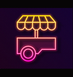 Glowing Neon Line Fast Street Food Cart