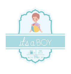 Its A Boy Card With Little Baby And Balloon Beach