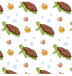 Oceanic Turtle Seamless Pattern In Cartoon Style