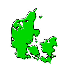 Simple Outline Map Of Denmark Stylized Line Design