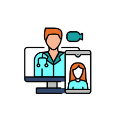 Video Consultation Color Line Icon Ehealth