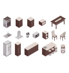 Kitchen modern interior isometric composition Vector Image