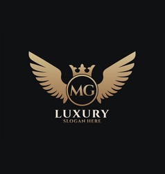 Luxury Royal Wing Letter Mg Crest Gold Color Logo