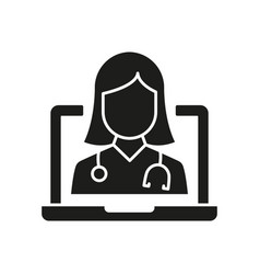 Online Digital Medicine Silhouette Icon Doctor