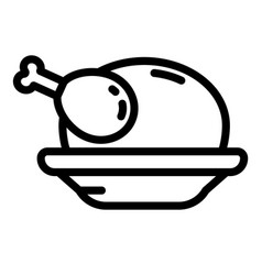 Turkey On Plate Flat Icon Isolated White