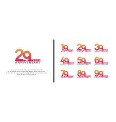 Set Of Anniversary Logo Red Orange Color On White