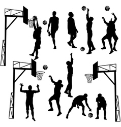 Black Silhouettes Of Men Playing Basketball