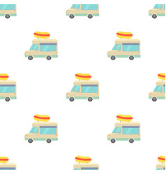 Food Truck With Hot Dog Pattern Seamless