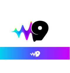 9 Logo Number Nine With Sound Wave Flow Vibrant