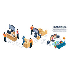 Home Cinema Isometric Infographics