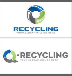 Modern Recycling Arrow Circle Circuit Tech Logo