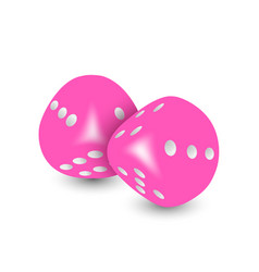 3d Realistic Pink Game Dice With Black Dots