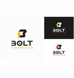 B Initial Bolt Thunder Logo Designs Concept