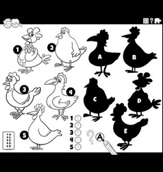 Finding Shadows Game With Cartoon Chickens