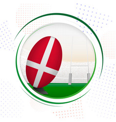 Flag Of Denmark On Rugby Ball Round Icon