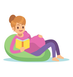 Pregnant Woman Reading Book On Couch Leisure