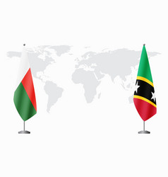 Madagascar And Saint Kitts And Nevis Flags For