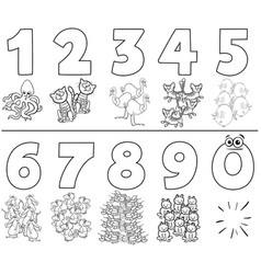 Cartoon numbers set with sweets color book Vector Image