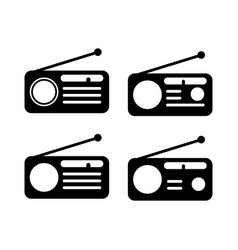 Set Of Retro Radio Station Icon Flat Isolated