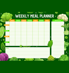 Weekly Meal Planner With Cabbage Vegetables