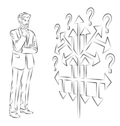 A Man Uses A Decision Tree Sketch