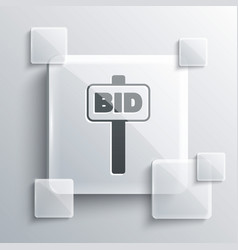 Grey Hand Holding Auction Paddle Icon Isolated On