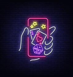 Online Casino Is A Neon Sign Logo Symbol In Neon