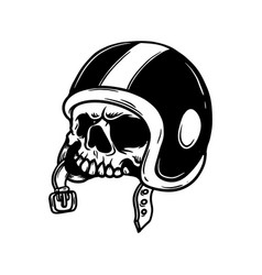 Skull In Racer Helmet Design Element For Poster