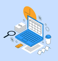 Isometric Online Accountant Workplace