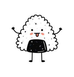 Kawaii Sushi Mascot In Cartoon Style Cute Onigiri