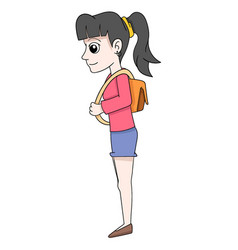 Beautiful Woman Wearing Shorts Is Carrying A Bag