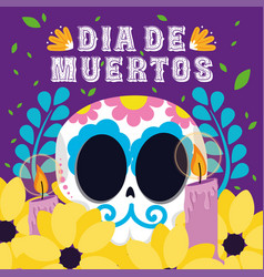 Dia De Los Muertos Background With Flowers