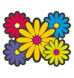 Floral Patch Bright Color Daisy Flower Sticker