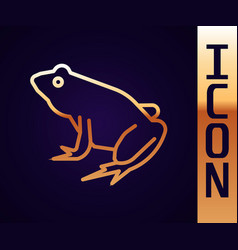 Gold Line Frog Icon Isolated On Black Background