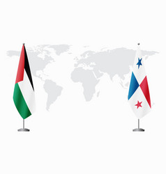 Palestine And Panama Flags For Official Meeting