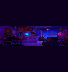 Pizzeria Interior At Night - Cartoon