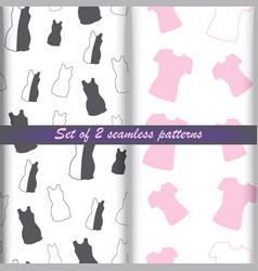 Set Of Seamless Patterns From Outline Clothing