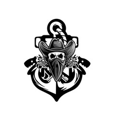 Anchor And Cow Boy Skull Logo