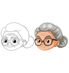 Art Of A Smiling Elderly Woman With Glasses