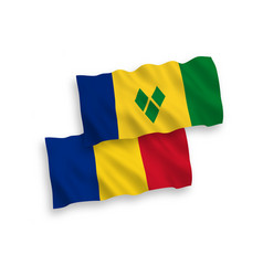 Flags Of Romania And Saint Vincent