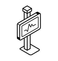 Modern Isometric Linear Icon Of Ecg Screen