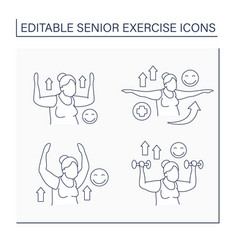 Senior Exercise Line Icons Set